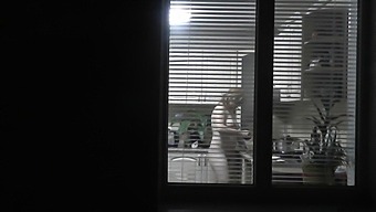 Naked Neighbor Seduces Voyeur Neighbor In Kitchen