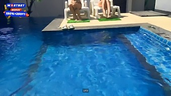 Two Slutty Students Give Pool Cleaning Guys A Hot Orgasm
