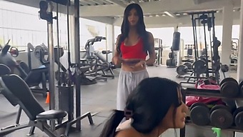 My Trainer, May Hernandez, Gets Me Wet With Her Touch While I Do Squats Without Clothes.